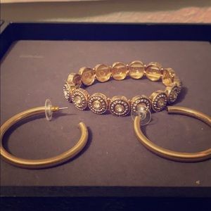 Gold color hoops and bracelet